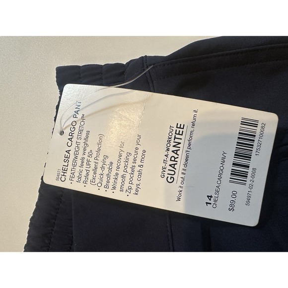 Athleta Chelsea Cargo Lined Pants Athletic Navy Size 14 Stretch Light NEW - Picture 5 of 5